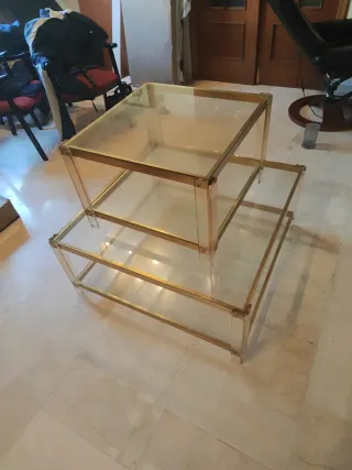 Mesa centro cristal 90x90cm x40cm