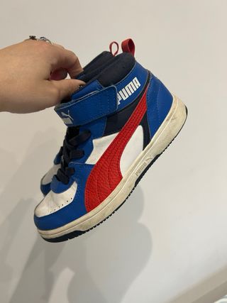 Scarpe Puma bimbo blu, bianche e rosse taglia 33