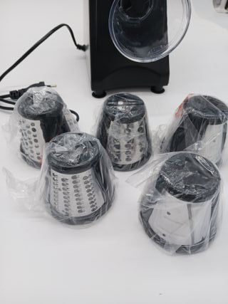 Meykey Rallador Eléctrico de verduras, cortador de verduras eléctrico, Cortador verduras en espiral eléctrico de 250 W, con 5 Ac