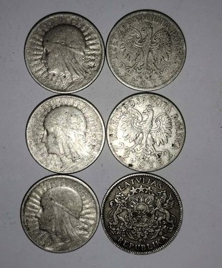 monedas de letonia lats y polonia zloty de plata