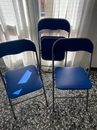 8 Sillas Plegables Azules y Grises