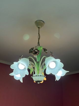 Lámpara de techo floral metal y cristal