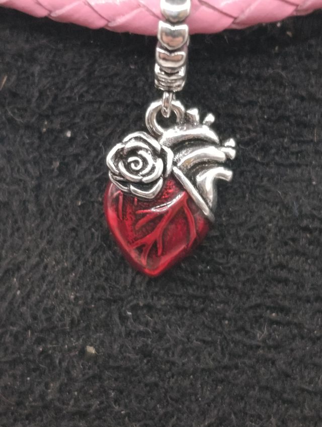 Charm Corazón con rosa S925 CP727