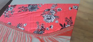 Mantón Manila Coral Flores