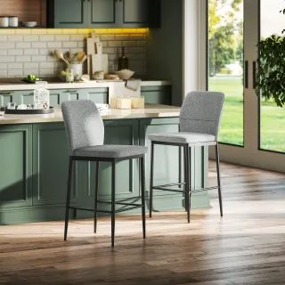 Set 2 taburetes terciopelo gris