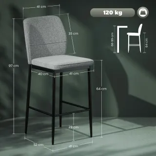 Set 2 taburetes terciopelo gris