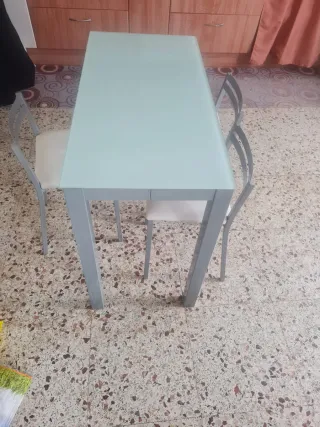 Mesa de cocina cristal y metal