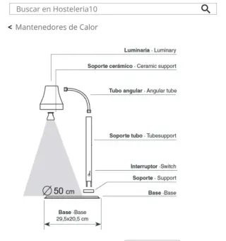 Lámpara Calentadora Buffet Lacor Infrarrojos