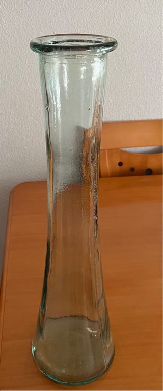 Jarrón de cristal verde alto