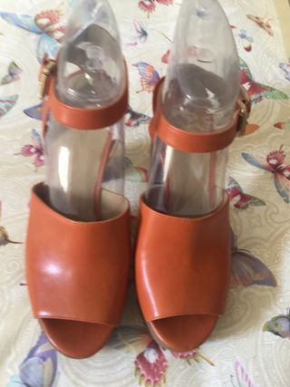 Sandalias Michael Kors Piel Naranja Plataforma