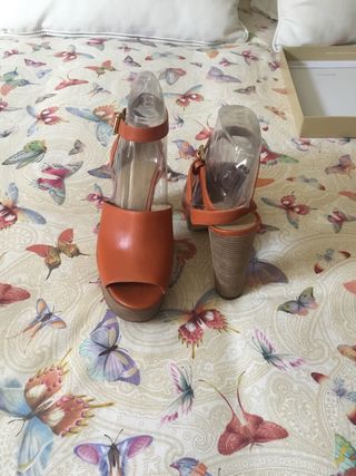 Sandalias Michael Kors Piel Naranja Plataforma