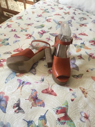 Sandalias Michael Kors Piel Naranja Plataforma