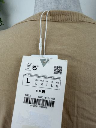 Zara T-shirt Sabbia Bottoni L