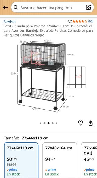 Jaula para pájaros con accesorios