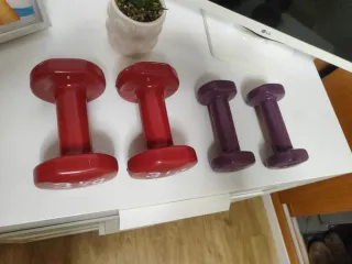 2 Mancuernas Rojas 3kg y 2 Moradas 1,5kg