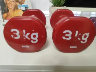2 Mancuernas Rojas 3kg y 2 Moradas 1,5kg