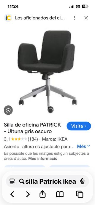 Silla de oficina Pratrick Ikea negra