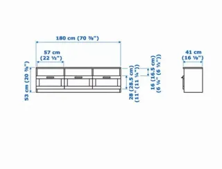 Mesa TV 3 cajones madera y cristal