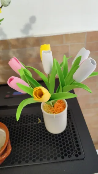 Vaso fiori artificiali tulipani