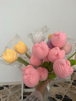 Tulipani uncinetto rosa e bianchi