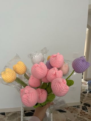 Tulipani uncinetto rosa e bianchi