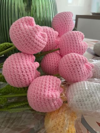 Tulipani uncinetto rosa e bianchi