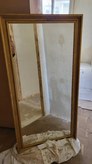 Espejo grande dorado madera y cristal