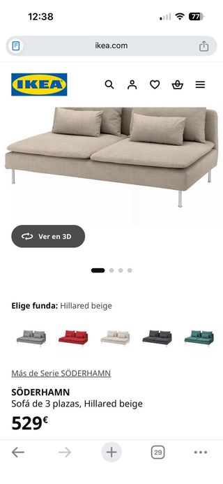 Sofá 3 plazas IKEA SÖDERHAMN beige