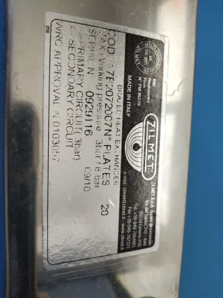 Intercambiador de calor ZILMET 20 placas