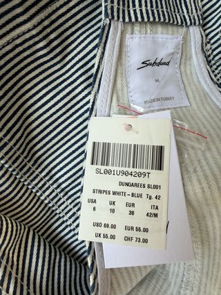 Abito salopette Subdued righe tg M