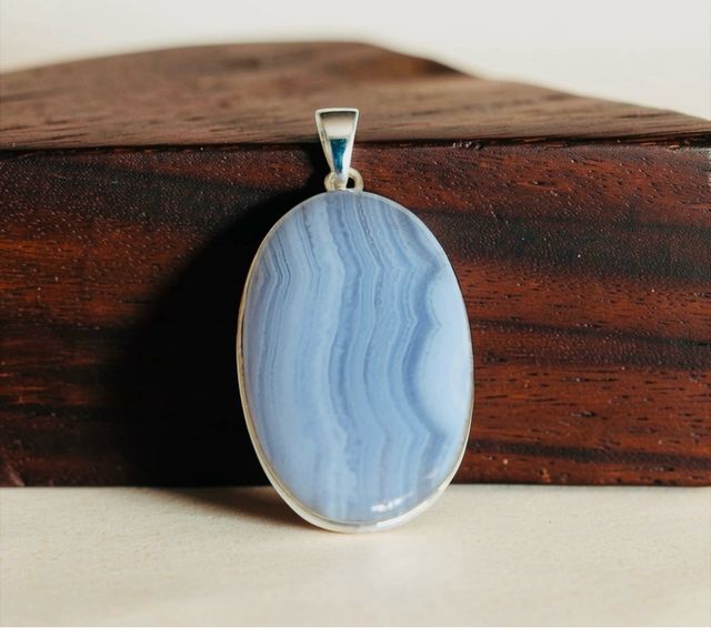 Ciondolo Agata Blue Lace Naturale in Argento 925