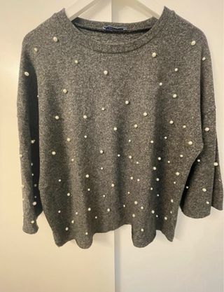 Jersey Zara gris con perlas
