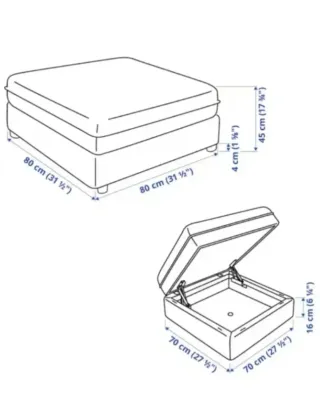 Puff IKEA Vallentuna beige con almacenaje + patas