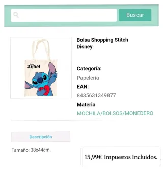 Bolsa de Lona Disney Stitch con Corazón