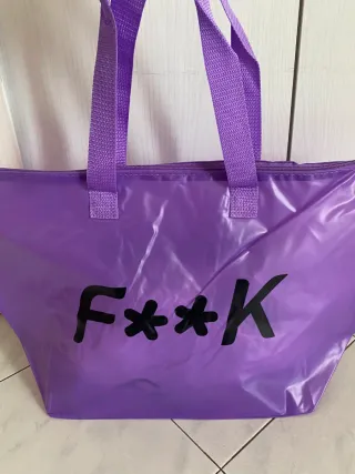 Borsa mare F**K viola impermeabile