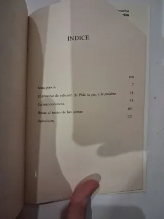 Correspondencia sobre la edición de "Pido la pa...