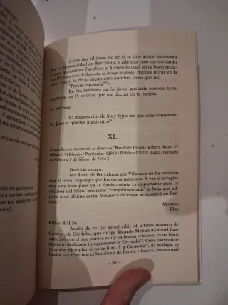 Correspondencia sobre la edición de "Pido la pa...