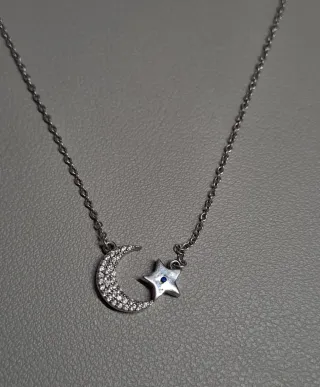 Collar Plata Luna y Estrella