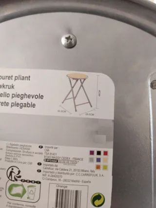 Taburete Plegable Metálico Naranja