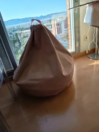 Puf Beige Piel Sintética