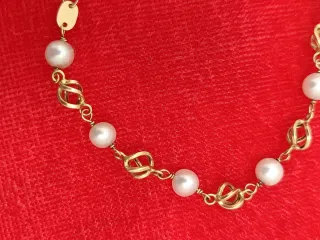 Pulsera oro y perlas naturales