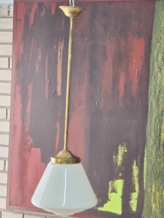 Lámpara Techo Opalina Metal y Cristal