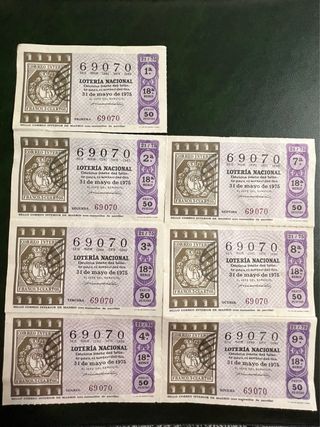 39 Billetes Lotería Nacional 1975