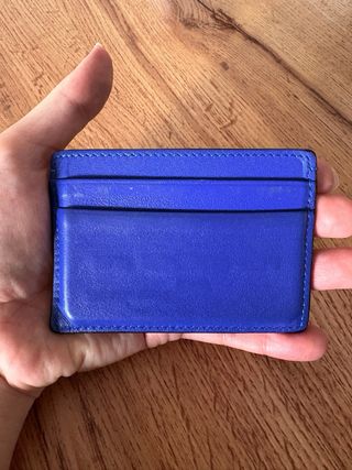 Portacarte Versace Blu elettrico con logo Oro