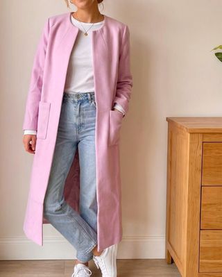 Abrigo largo lana lavanda elegante