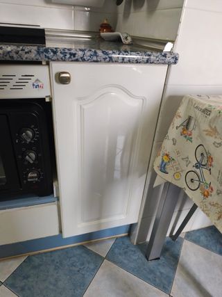 Muebles de cocina azul y blanco