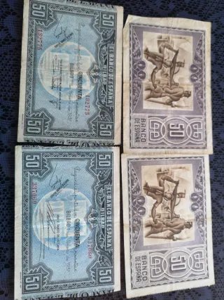 Billetes antiguos de España - 5 Pesetasde 25 -50
