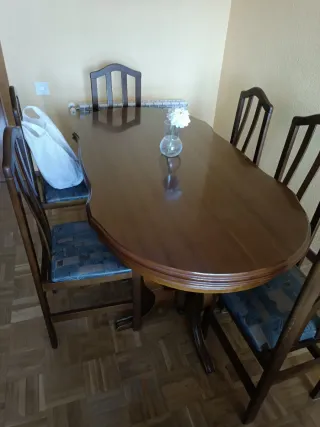 Mesa de comedor extensible madera con 6 sillas