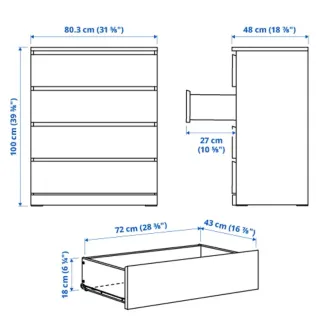 Cómoda 4 cajones madera gris