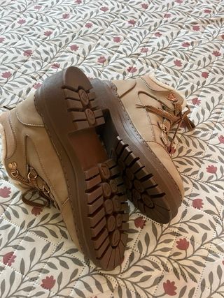 Botines Beige Mujer con Forro de Pelo